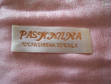 Pashmina Silk Shawl Pale Pink with Tassels 30" Wide 60 " Long Fabulous & Quick