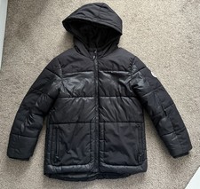 Black Padded Hooded  Boys Jacket Size UK 9 Years