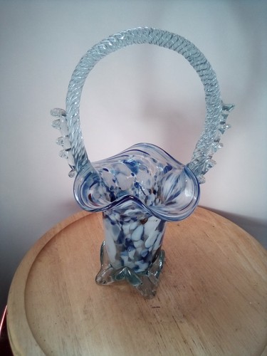 Murano glass basket blue - basket,