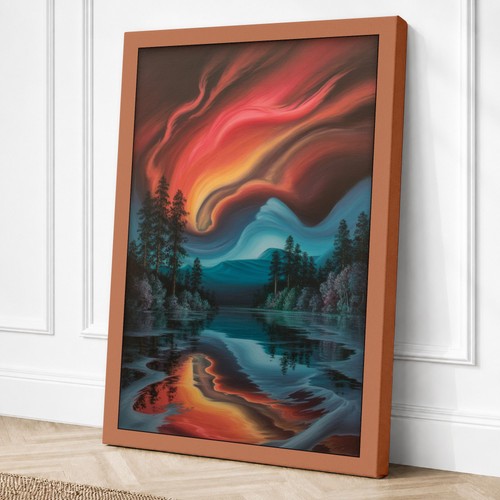 Aurora over frozen lake - aurora,