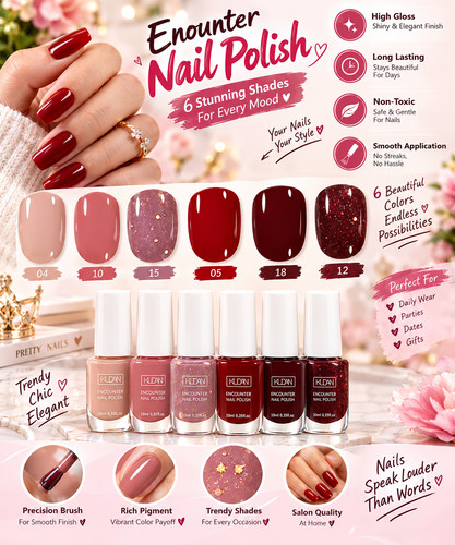 6pcs 10mlred nail polish water - 6pcs,