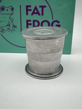 vintage aluminum collapsible camping cup with a lid. 