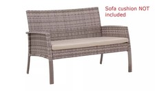 2 Seater Rattan Effect Grey