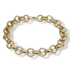 Womens 10mm Chunky Gold Belcher Bracelet 8" Ladies 9ct GF Plain Belcher Bracelet