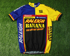 rare VINTAGE 90'S CYCLING SHIRT JERSEY RALEIGH BANANA SANTINI ORIGINAL SIZE XXL