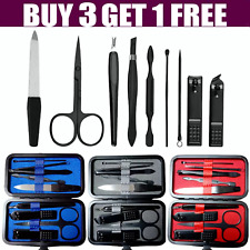 10 Piece Manicure Pedicure Nail Care Set Cutter Clippers Kit Case Mens Ladies