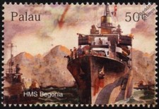 WWII HMS BEGONIA (K66) Royal Navy Flower-Class Corvette D-Day Warship Stamp