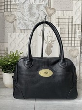 Mulberry Turn Lock Shoulder Bag Handbag Black Leather