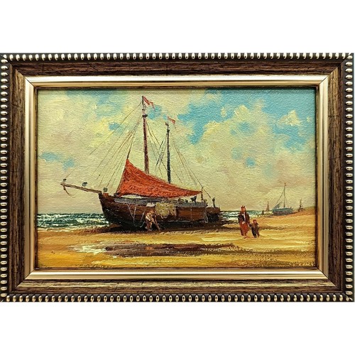 Sailboat beach original oil - sailboat,