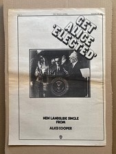 - ALICE COOPER ELECTED POSTER SIZED original music press advert from 1972 (AGED)