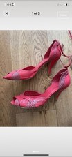 POSTE MISTRESS Red leather Heeled Shoes Peep Toe. Ankle Strap Size 7