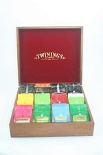 Twinings TeaChest 12 Compartment Oak Wood Finish, Red Velvet with 100 Teabags