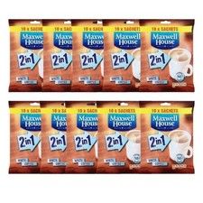 10 Packs of 10 Sachets Maxwell House 2 in 1 Instant White Coffee - 100 Sachets