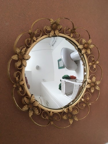Vintage concave mirror floral - vintage,