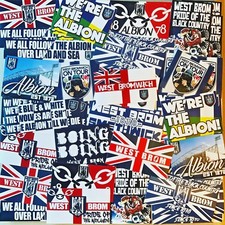 100 x West Bromwich Albion Ultra Stickers based on Programme Scarf Pin Badge WBA