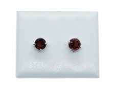 Silver Stud Round Cut Garnet