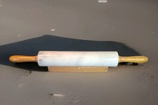 Marble Rolling Pin With Wooden Stand & Handles Baking Cooking Rolling