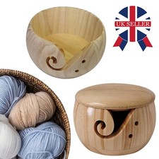 Basket Wool Holder Organizer Wooden Yarn Bowl Knitting Crochet Weaving Tool UK