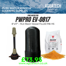 AGUATECH 0817 11Ltr BLACK - DI Pressure Resin Vessel - FILLED with MB-115 Resin