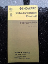 HOWARD ROTAVATOR HORTICULTURAL PRICE LIST 350 GEM SUPER GEM FEBRUARY 1979