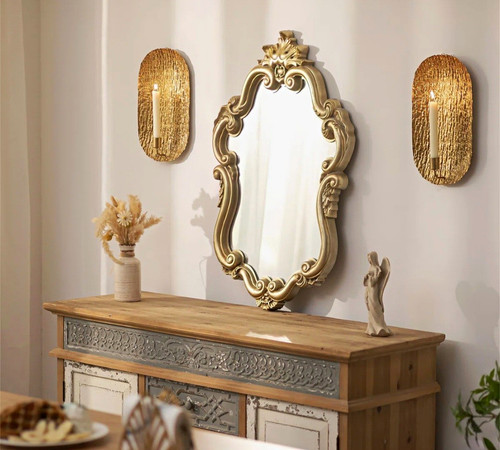 Pair gold textured metal - pair, wall