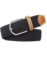Enzo Stretch Belts Mens Womens Elasticated Woven Braided Belt with Metal Buckle