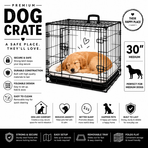 Premium folding dog crate - premium,