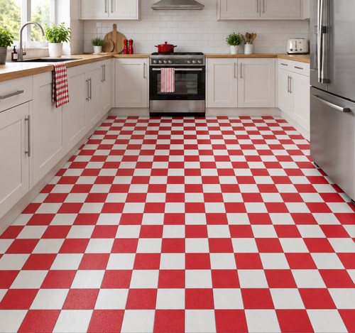 Damier red and white vinyl - damier,