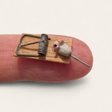 Vintage Miniature Mouse Trap Mouse Fiqurine Dollhouse Accessory Collectors Item