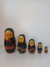 Rare Russian Wooden Nesting Dolls Handcrafted  Handpainted  Fisherman