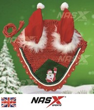 Christmas Ear Bonnet Ear Net Horse Santa Claus Fly Veil Full Pony COB UK Stock