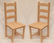 Set of 2 Beech Amish Ladder-back Chairs with Solid Seats- Unfinished 