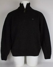 Mens Fynch Hatton Jumper Size XL Merino Wool Brown High Neck 1/4 Zip Article