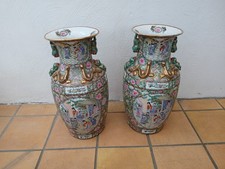 A Pair Antique Oriental Floor Vases Beautiful Large Decorative Vases