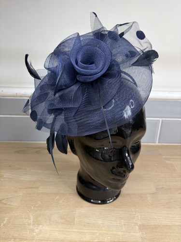 Navy blue fascinator - blue, headband