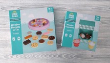 Little Town Aldi 2025 Wooden Toys Biscuits in Tin & Cupcakes NEW Play Food BNIB