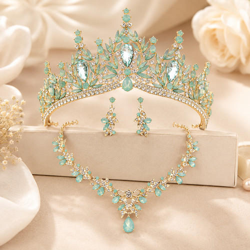 Bridal crown tiara necklace - bridal,