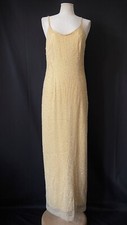 90s vintage gold embellished maxi dress by Gia Scala strappy evening party 10UK