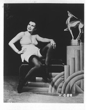 Irving Klaw Original Photo - Mature Lady In Black Nylons, White Lingerie Pose