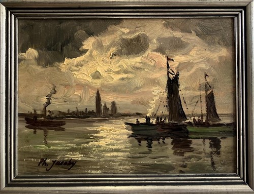 Antique oil painting fine - painting,