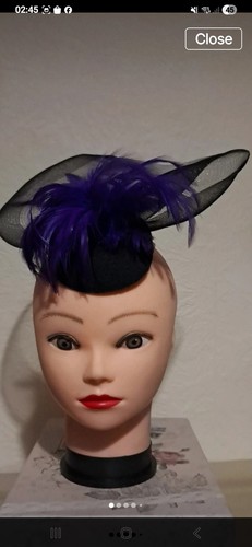 Black purple mesh feather - black, &