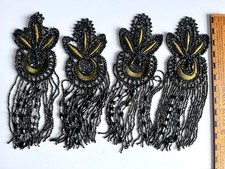 Victorian glass bead trimming epaulette motifs;black and green;living history