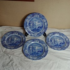 4 X Spode Blue Italian  Dinner plates 26cm /  10.25" Vintage set c1990s
