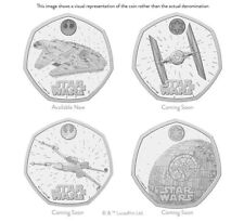 Star Wars 50p SET of 4 Coins Millenium Falcon Tie fighter X wing Death star UNCR