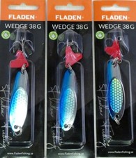 3 Fladen Blue Wedge Lures Hologram 38g Mackerel Bass Pollock Fishing Spinners