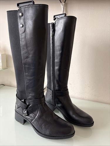 Pavers black leather knee high - leather,