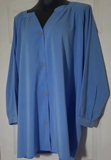 Ladies Blouse - Oversize- Size 30/32 - 4XL - Blue - Shirt Hemline  - Long Sleeve