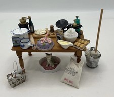 Dolls House Kitchen Table With Food And Cooking Accessories  (RET/106)