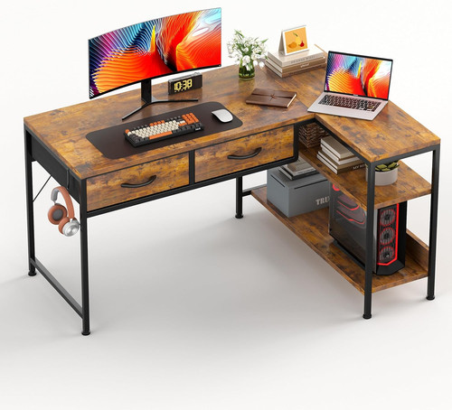 Shaped computer desk with - desk,