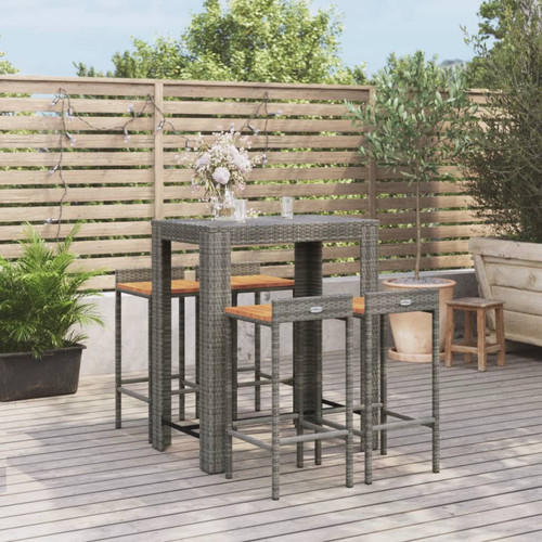 Garden bar set grey rattan - garden,
